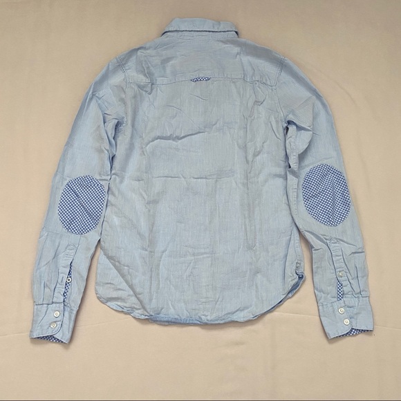 H&M Blue Button Up With Elbow Patches - Picture 2 of 9